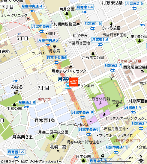 フードセンター月寒中央店付近の地図